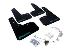 Subaru XV Crosstrek Mud Flaps - Front + Rear - Rally Armor - UR Blk Flap/Teal Logo - Black - `13-`17